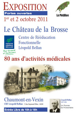 Affiche de l'expositon au Chateau de la Brosse, 80 ans d'activités médicales